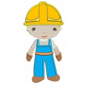 Little Construction Worker Machine Embroidery Applique Digitized Design Pattern - Instant Download - comes in 3 sizes 4x4 , 5x7,6x10 hoops