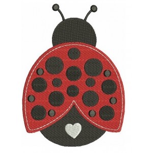 Cute Ladybug with a Heart Machine Embroidery Digitized Design Filled Pattern - Instant Download - 4x4 , 5x7, and 6x10 -hoops