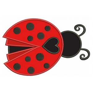 Ladybug with a Heart Applique Machine Embroidery Digitized Design Pattern - Instant Download - 4x4 , 5x7, and 6x10 -hoops