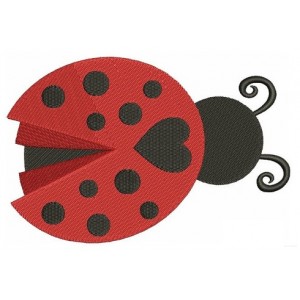 Ladybug with a Heart Machine Embroidery Digitized Design Filled Pattern - Instant Download - 4x4 , 5x7, and 6x10 -hoops