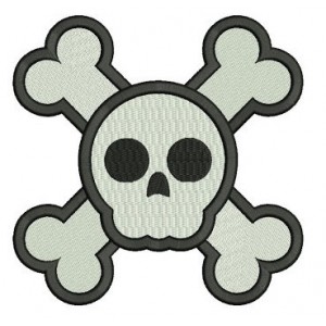 Skull and Bones Digitized Machine Embroidery Design Filled Pattern - Instant Download - 4x4 , 5x7, 6x10