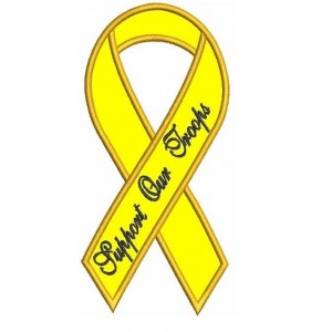 Support Our Troops Yellow Ribbon Applique Machine Embroidery Digitized Pattern - Instant Download 4x4 , 5x7, 6x10 hoops