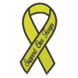 Support Our Troops Yellow Ribbon With Black Outline Filled Machine Embroidery Digitized Pattern - Instant Download 4x4 , 5x7, 6x10 hoops