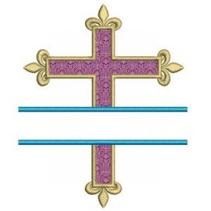 Victorian Cross Split Applique Machine Embroidery Digitized Design Pattern - Instant Download - 4x4 , 5x7, 6x10