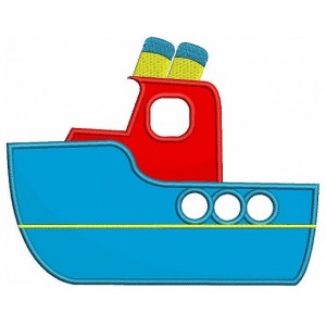 Instant Download Very Cute Boat Machine Embroidery Applique Design