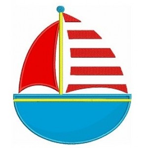Instant Download Cute Boat Machine Embroidery Applique Design