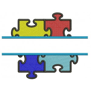 Autism Awareness Split Puzzle Machine Embroidery Digitized Design Filled Pattern - Instant Download - 4x4 , 5x7, and 6x10 -hoops
