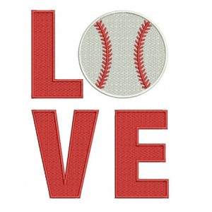 Love Baseball - Sport Instant Download Filled In Machine Embroidery Digitized Design - comes in three sizes to fit 4x4 , 5x7, and 6x10 hoops