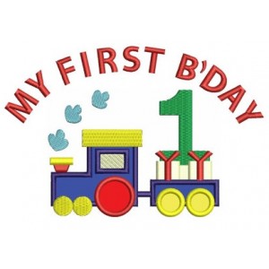 Instant Download Birthday Choo Choo 1st Birthday Train Machine Embroidery Applique comes in three sizes to fit 4x4 , 5x7, and 6x10 hoops