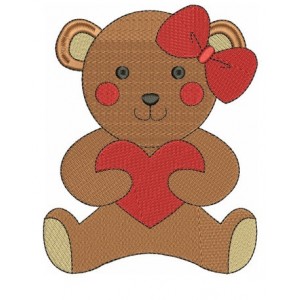 Instant Download Teddy Bear with Hearts Machine Embroidery Design comes in three sizes to fit 4x4 , 5x7, and 6x10 hoops