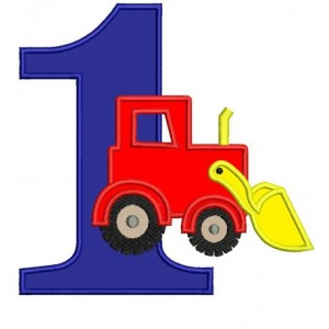 First (1st) Birthday Bulldozer Construction Truck Machine Embroidery Applique Design Pattern- Instant Download - 4x4 , 5x7, and 6x10 hoops