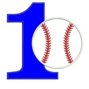 First Birthday Number 1 Baseball Design Machine Embroidery Digitized Applique Pattern - Instant Download - 4x4 , 5x7, and 6x10 -hoops