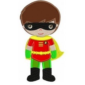 Instant Download Cute Robin's Little Brother (hands out) Superhero Machine Embroidery Applique Design