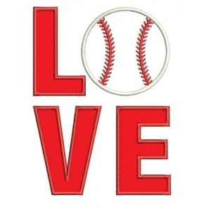Love Baseball Sport Applique - Instant Download Machine Embroidery Digitized Design - comes in three sizes to fit 4x4 , 5x7, and 6x10 hoops
