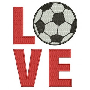 Love Soccer Sport Filled Machine Embroidery Digitized Design - Instant Download - comes in three sizes to fit 4x4 , 5x7, and 6x10 hoops