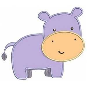 Instant Download Hippo Machine Embroidery Applique Design